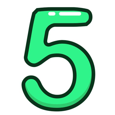 Five, green, number, numbers, study icon