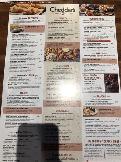 Menu at Cheddar's Scratch Kitchen restaurant, Findlay