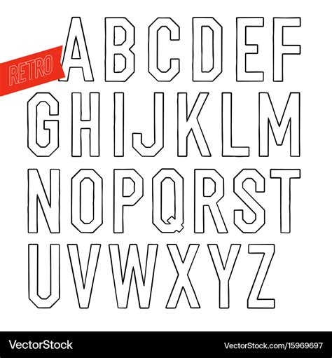 Handmade retro outline white font black letters Vector Image