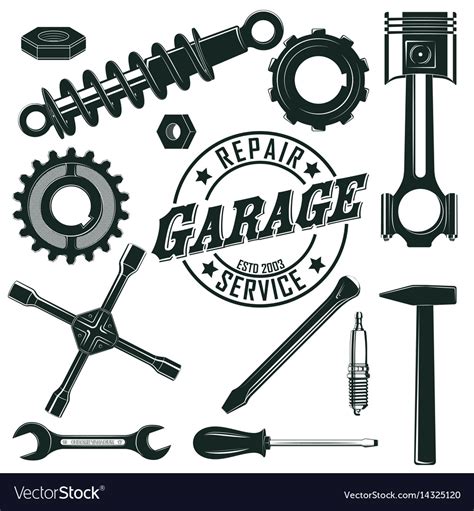 Vintage mechanic tools set Royalty Free Vector Image