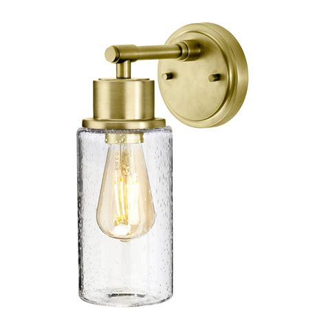 ALTON IP44 Torchiere Style Wall Light In Brushed Brass With Seeded ...