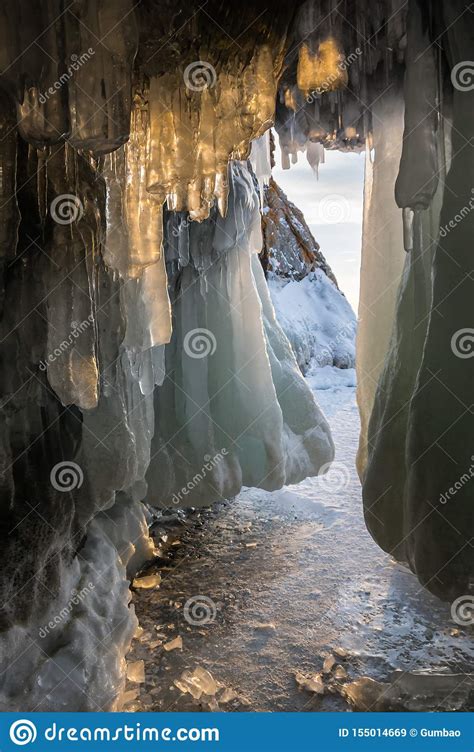 Ice cave on Lake Baikal stock image. Image of buryat - 155014669