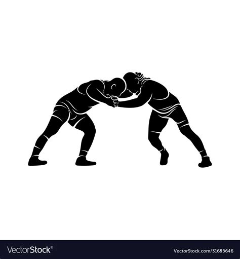 Wrestling logo template symbol silhouette design Vector Image