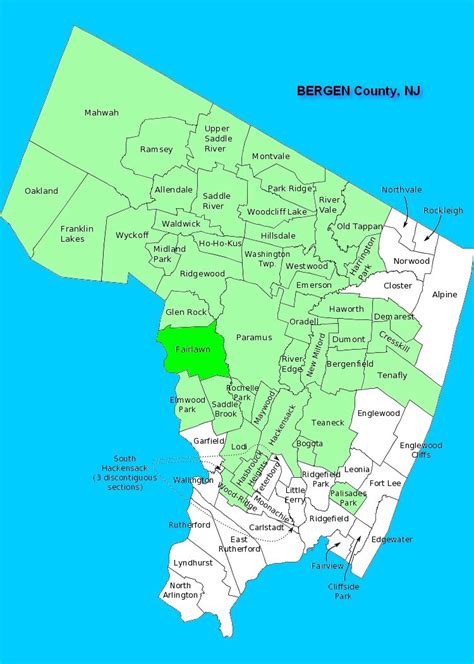 Bergen County Map With Cities