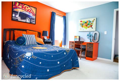 Orange and Blue Boy's Room Makeover - Tuesday's Treasures - FunCycled