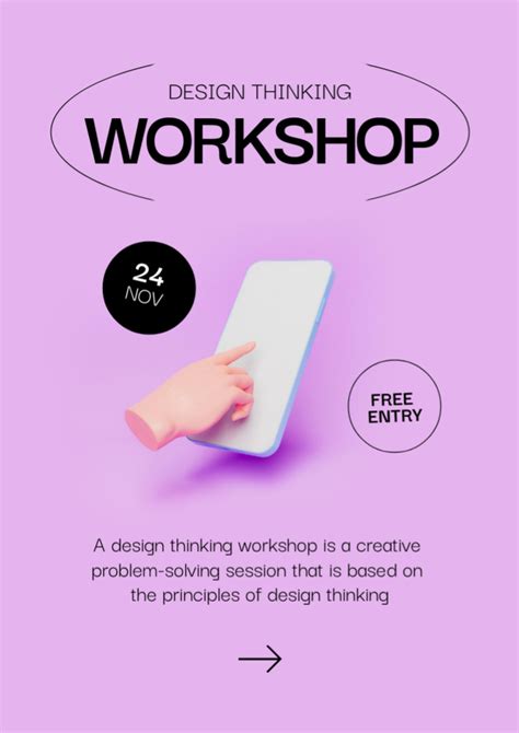 Design Thinking Workshop Online Flyer A4 Template - VistaCreate