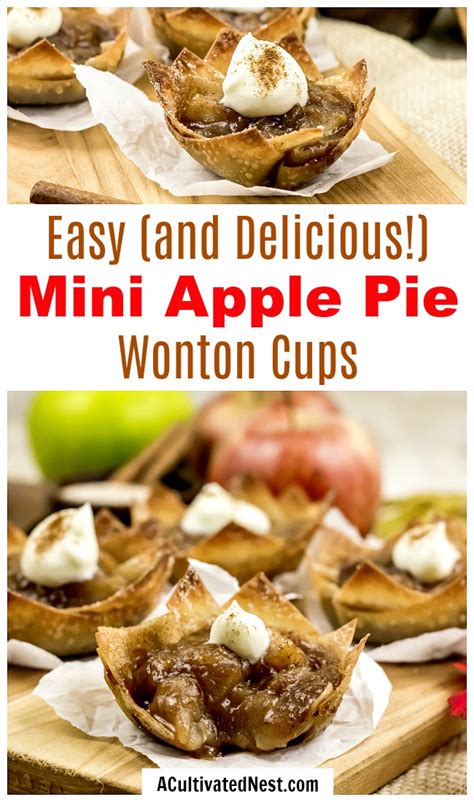 Mini Apple Pie Wonton Cups- Easy Fall Dessert- A Cultivated Nest