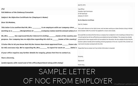 Sample Letter of No Objection Certificate From Employer - Visa Reservation