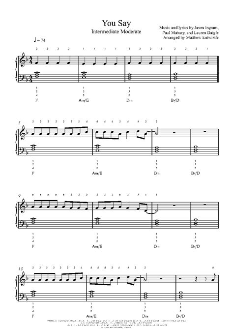 You Say by Lauren Daigle Sheet Music & Lesson | Intermediate Level