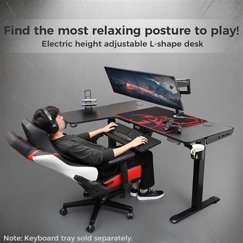 EUREKA ERGONOMIC 60 Inch L Shaped Electric Height Adjustable Gaming Standing Desk, Dual Motor ...