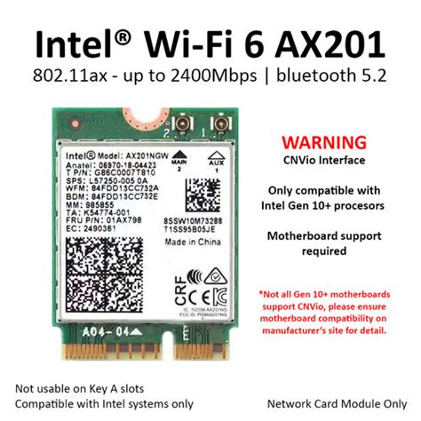 Jual Intel WiFi 6 AX201 Wireless Card Bluetooth 5 AX M.2 NGFF AX201NGW ...