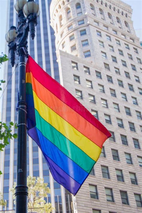 Pride Parade: Rainbow Flag Being Flown in San Francisco Editorial Stock ...