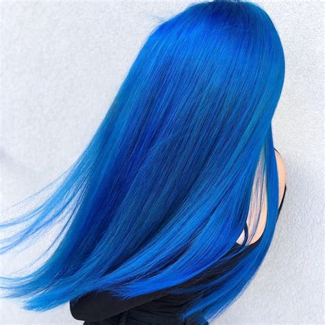 Blue Velvet + Cyan Sky | Bright blue hair, Long hair styles, Blue hair