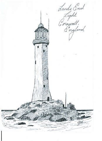 JIM MATHEWS' SKETCHES: Land's End Lighthouse, Cornwall, England