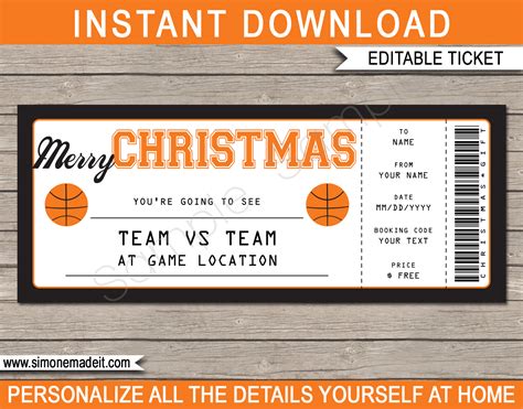 Christmas Basketball Gift Tickets | Basketball tickets, Gift certificate template, Basketball gifts