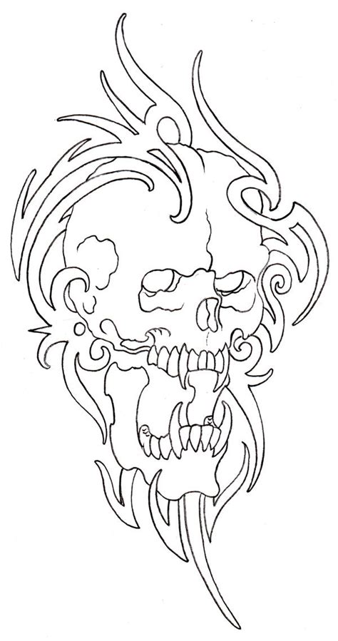 Tribal Skull Outline 08 by vikingtattoo on DeviantArt