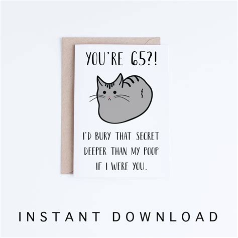 Funny 65th Birthday Cards Printable Cat 65 Birthday Card - Etsy Denmark