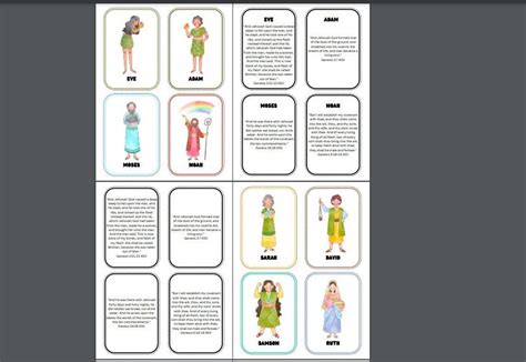 Bible Characters, Kids Bible Cards, Bible Flash Cards, Kids Bible Study ...