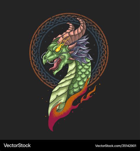 Dragon head nordic viking Royalty Free Vector Image