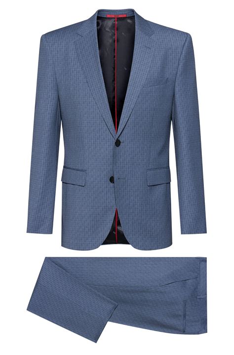 BOSS by Hugo Boss Regular Fit Suit In Geometric Check Virgin Wool in Turquoise (Blue) for Men ...