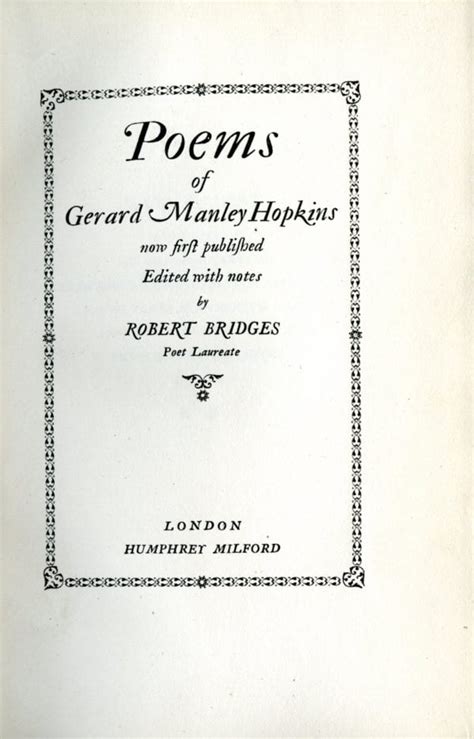 Publication of 'The Poems of Gerard Manley Hopkins' | COVE