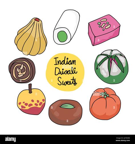 Indian Diwali desserts drawing vector set illustration Stock Vector Image & Art - Alamy