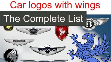 58 Car logos with wings: The Complete List. - YouTube