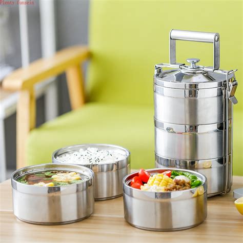 Stainless Steel 1.4L 2.1L 2.8L Food Container Lunch Box Thermos School Bento Storage Portable ...