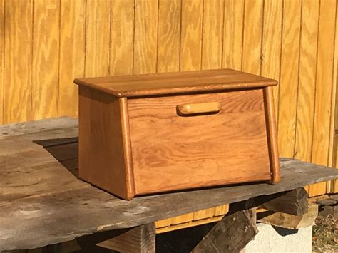 Vintage Wooden Bread Box, Decorative Real Wood Bread Box, Brown & Gold Kitchen Storage ...