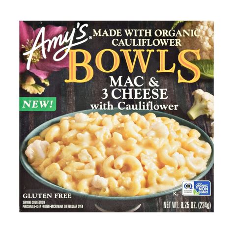 Amy's Frozen Bowls, Mac & 3 Cheese with Cauliflower, Gluten Free, 8.25 ...