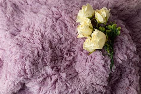 Premium Photo | Background texture llama fur white faux fur with roses ...