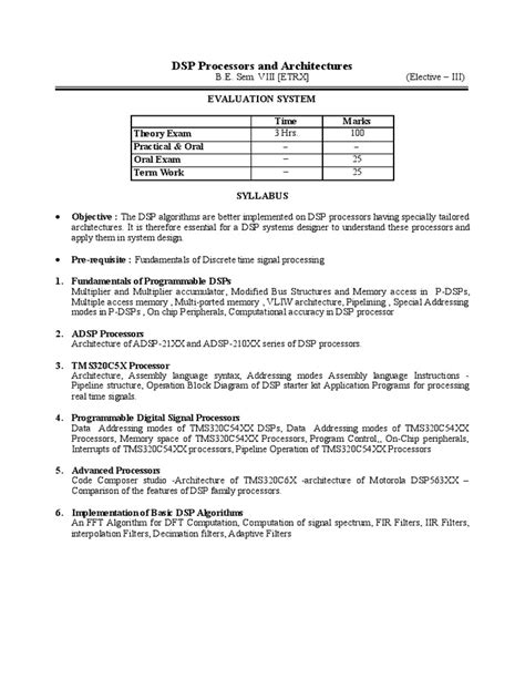 DSP Processors and Architectures | PDF | Digital Signal Processor ...