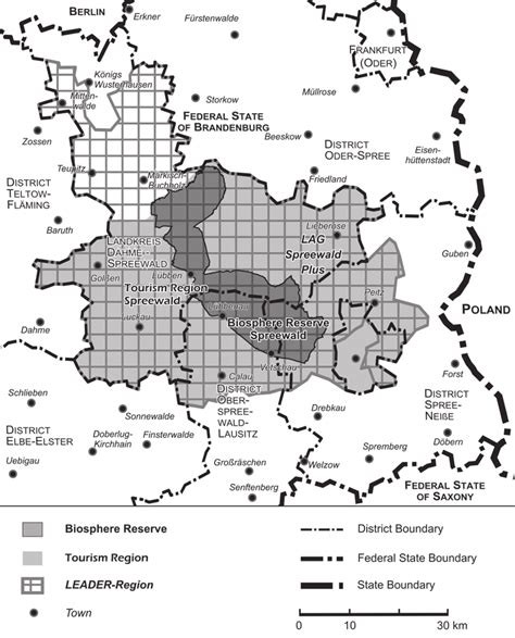 Map of Spreewald in the Federal State of Brandenburg (Germany ...