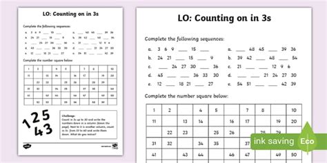 Counting by 3 Worksheet | Primary Resources (teacher made)