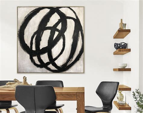 Abstract Circles Painting Black and White Art Painting | Etsy