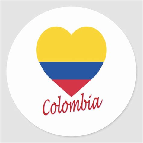 Colombia Flag Heart Classic Round Sticker | Zazzle | Colombia flag ...