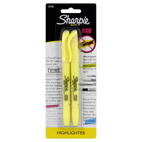 Sharpie® Smear Guard Narrow Chisel Highlighter - Yellow, 2 pk - Kroger