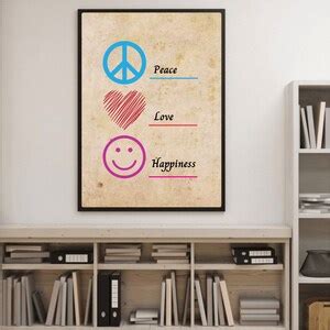 Peace Love Happiness Poster/peace Love Happiness Wall Decor - Etsy