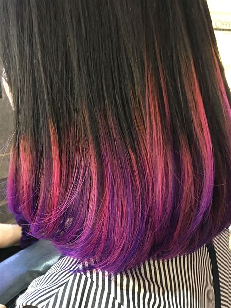 Pink and purple gradient hair colour using a really fun color melting ...