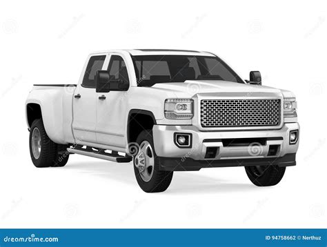 White Pickup Truck Isolated Stock Illustration - Illustration of motor ...