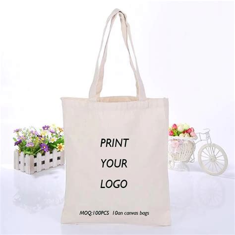 100pcs Custom logo canvas bags Shopping bags Fashion Casual Tote bags ...