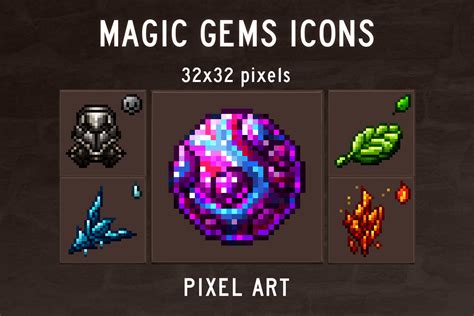 Magic Gems Pixel Art Icons - CraftPix.net