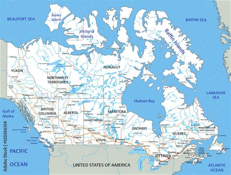 High detailed Canada road map with labeling. Stock Vector | Adobe Stock