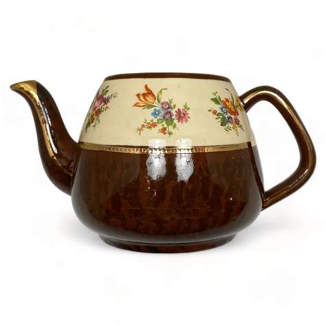 *NO LID* VINTAGE Arthur Wood Brown Floral Teapot Made In England Clay Pottery $17.95 - PicClick