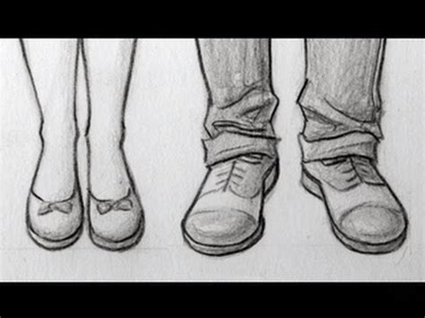 How to Draw Feet/Shoes: Front View, Male & Female - YouTube