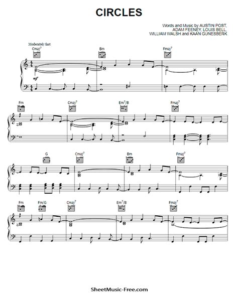 Circles Sheet Music Post Malone | ♪ SHEETMUSIC-FREE.COM