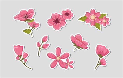 Cherry Blossom Sticker Set 6825722 Vector Art at Vecteezy