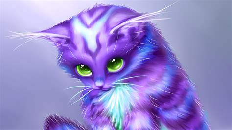 Purple Cat With Green Eyes HD Purple Wallpapers | HD Wallpapers | ID #36996