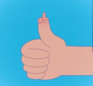 a cartoon hand giving the thumbs up in front of a blue background with white border