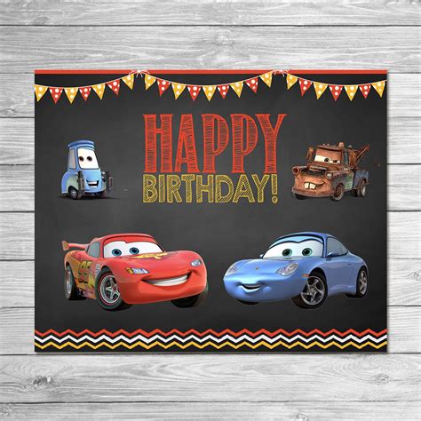 Disney Cars Birthday Sign Chalkboard Lightning Mcqueen Birthday Sign ...